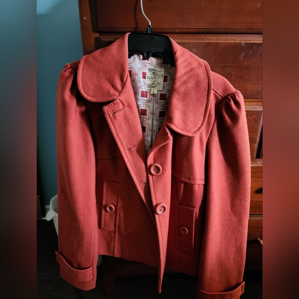 Tulle rust colored wool blend coat size L